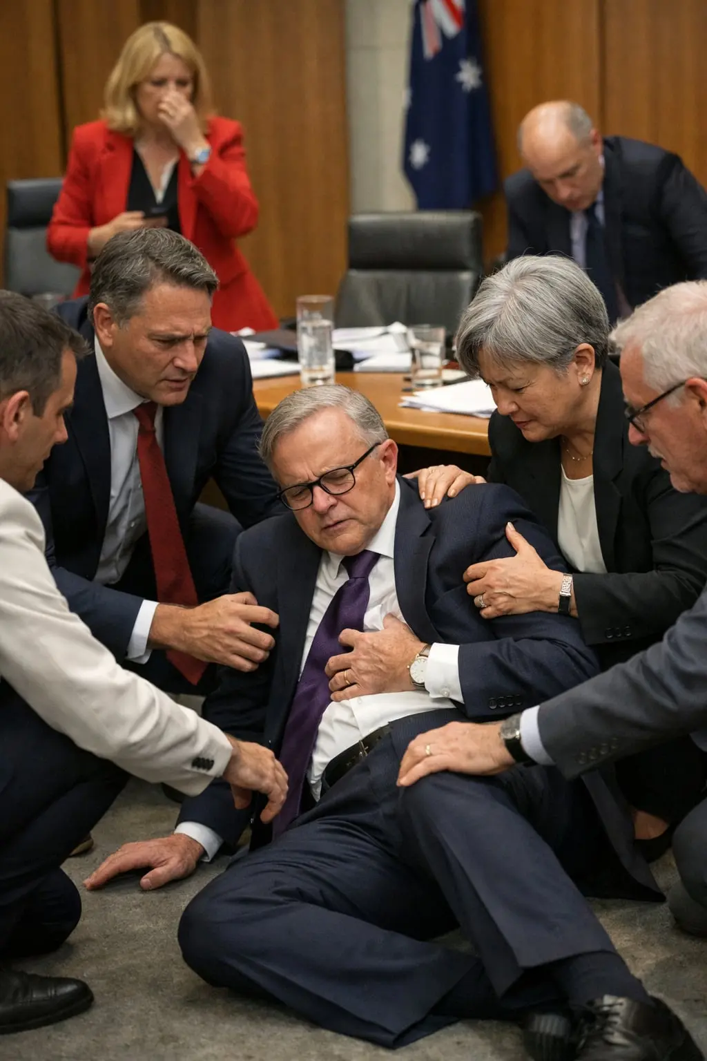 10 MINUTES AGO: Panic erupted in the government press briefing room as the President of AUS suddenly collapsed during a tense meeting. Security forces and government doctors rushed to his aid, while a crowd including members of parliament and thousands of citizens watched in stunned silence. Now we have a moving account of his battle against the terminal illness… 👇👇
