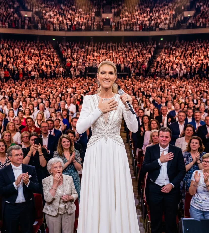 40,000 PEOPLE STOOD UP AT THE SAME SECOND — BEFORE SHE EVEN SANG A NOTE. It happened in a heartbeat. Four full stands. Tens of thousands of strangers. All rising to their feet the moment one quiet figure stepped into the light. No announcement. No fanfare. Just Céline Dion… walking out like she was coming home.