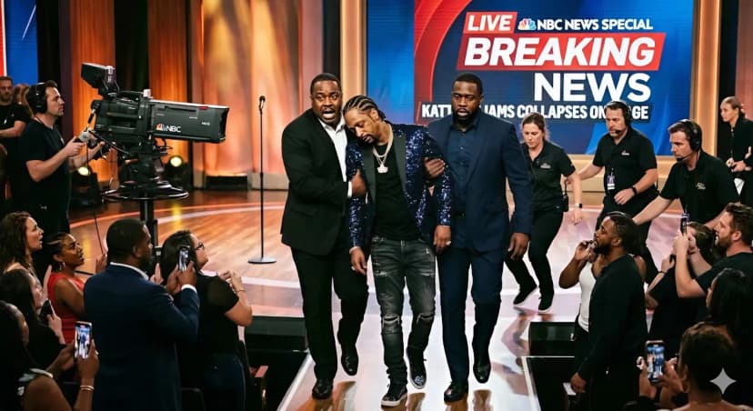 10 MINUTES AGO: Panic and anxiety swept across the set of a live broadcast on a major American TV network when comedian Katt Williams suddenly collapsed in the middle of a passionate interview, where he was fiercely defending his recent explosive statements about Hollywood and the entertainment industry.Witnesses stood by in stunned silence.