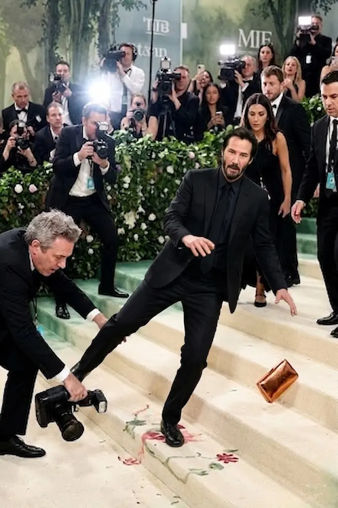 BREAKING NEWS: Panic and shock swept through the packed red carpet at the Met Gala tonight as beloved actor Keanu Reeves suddenly stumbled and fell while making his highly anticipated entrance in front of hundreds of photographers and millions watching live around the world.