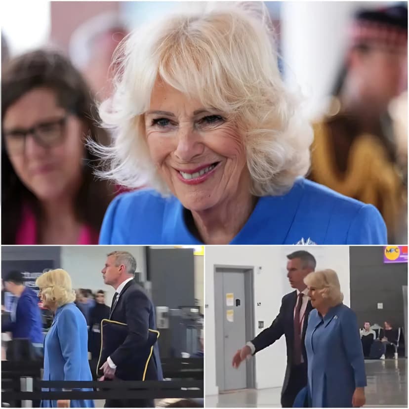 “NO MOTORCADE. NO ROYAL WALL. JUST CAMILLA — WALKING STRAIGHT THROUGH THE CROWD.” Hours after a polished farewell at the White House, she stunned travelers with an unguarded airport exit—no escort, no spectacle.