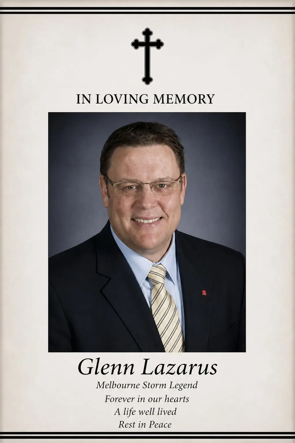 SAD NEWS 💔 The entire rugby community is paying tribute to Glenn Lazarus, the great legend of the Melbourne Storm