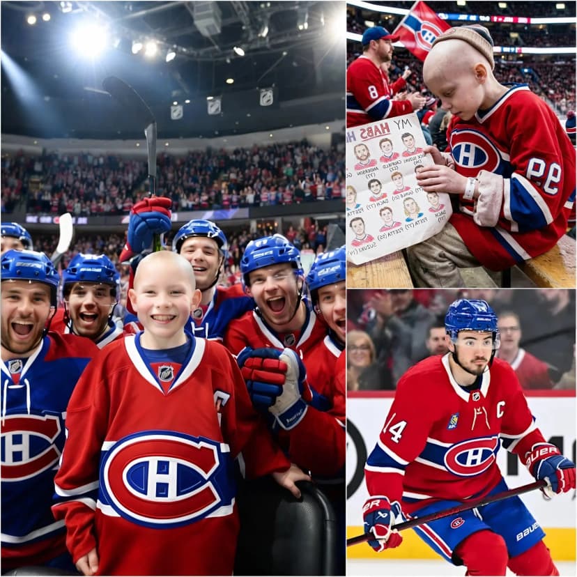 👦 Dans un coin glacé des gradins, un frêle petit garçon se blottissait dans un chandail trop grand des Montreal Canadiens. Atteint d’un cancer du cerveau, malgré sa santé déclinante, il avait supplié sa mère
