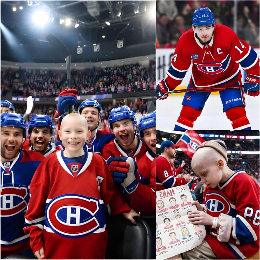 💔A MOMENT THAT STOPPED THE ENTIRE ARENA… 👦In a freezing corner of the stands, a frail little boy huddled in an oversized Montreal Canadiens jersey. Suffering from brain cancer, despite his failing health, he had begged his mother